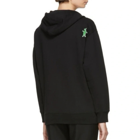 Marni Dance Bunny Black Embroidered Patch Cotton Hoodie Long Sleeve Oversized - Picture 1 of 14